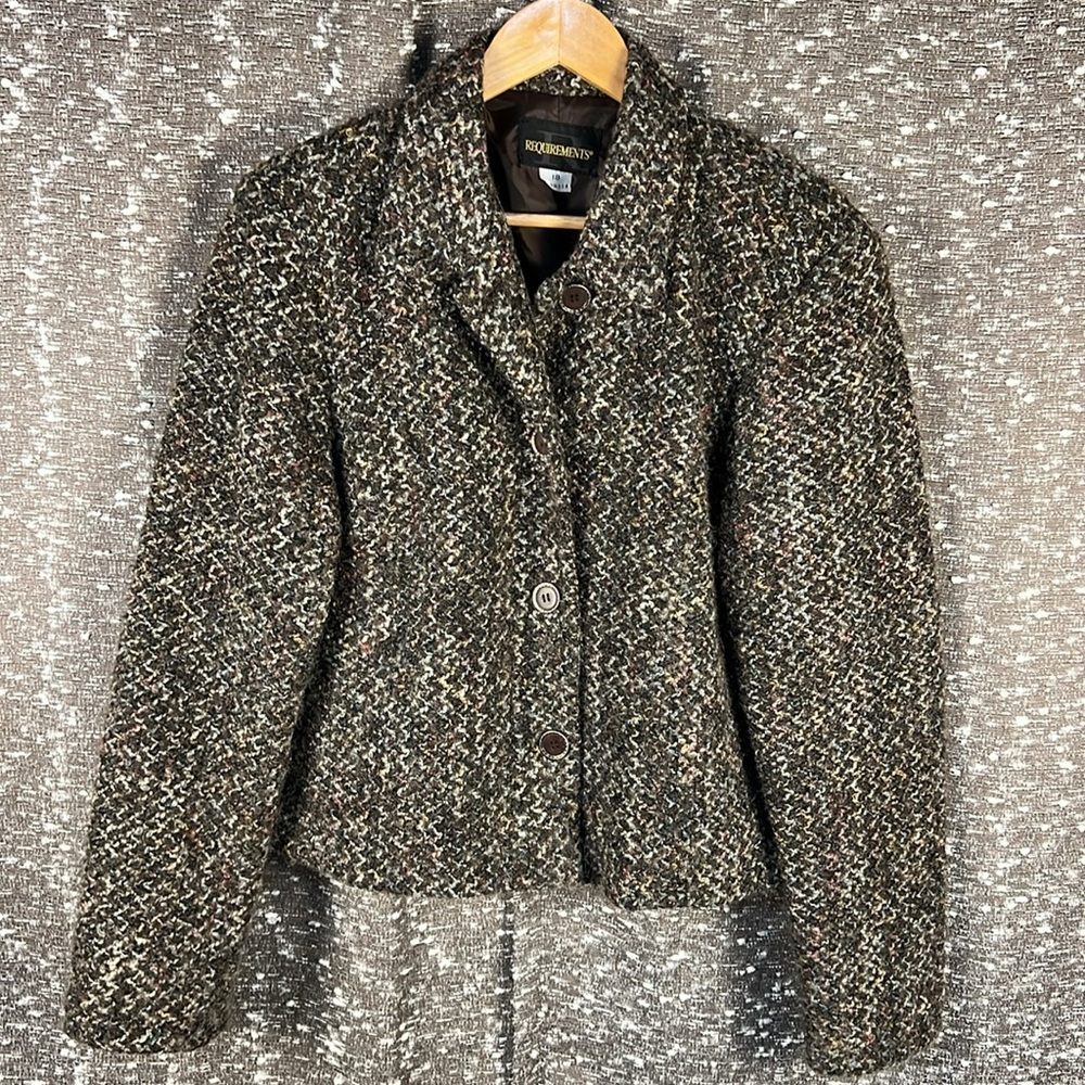 Requirements Tween Jacket‎ Blazer Shirt Top Blouse Button Up Brown Collared